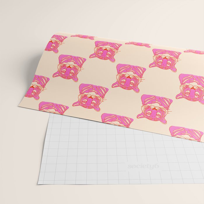 Hot Pink Tiger Portrait Wrapping Paper Gallery Image 2