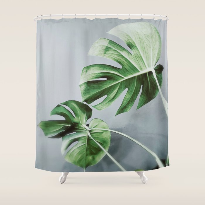 Monstera Leaves Shower Curtain Gallery Image 1