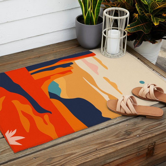Colorful desert dune nature landscape art Outdoor Rug Gallery Image 2