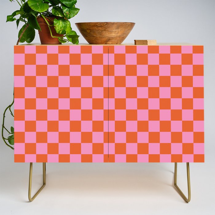 Pink Checker Pattern Credenza Gallery Image 1