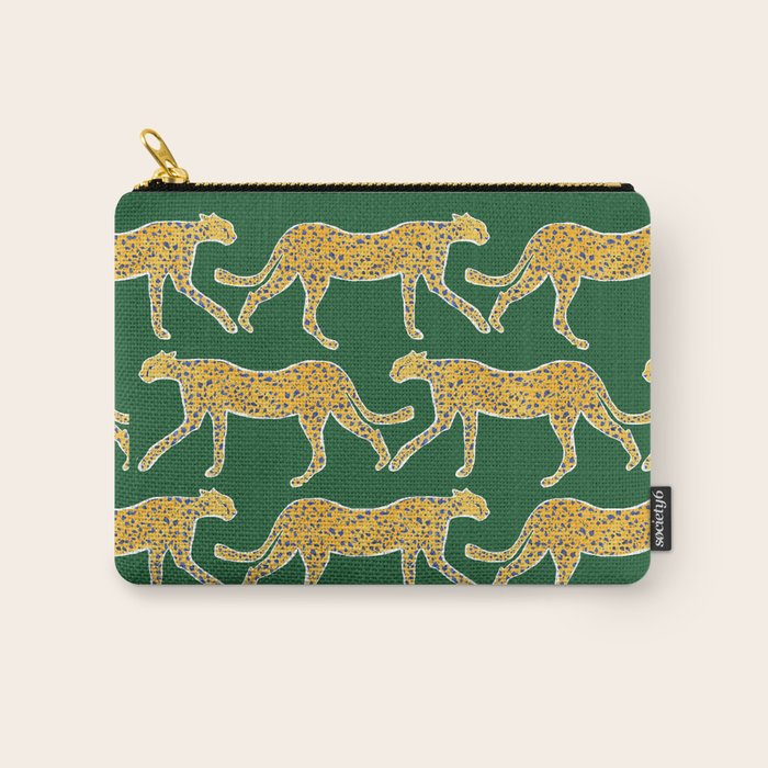 Tropical Animal Print Green Cheetah Illustration Carry All Pouch Gallery Image 1