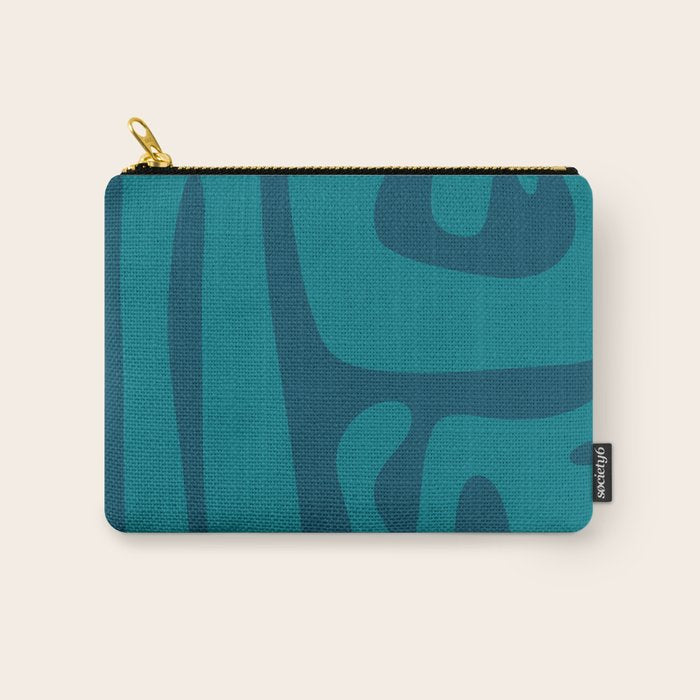 Mid Century Modern Abstract Kwaito Pattern in Teal Blue Tones Carry All Pouch Gallery Image 1