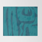Mid Century Modern Abstract Kwaito Pattern in Teal Blue Tones Throw Blanket Gallery Image 2