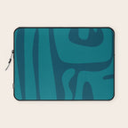 Mid Century Modern Abstract Kwaito Pattern in Teal Blue Tones Laptop Sleeve Gallery Image 1