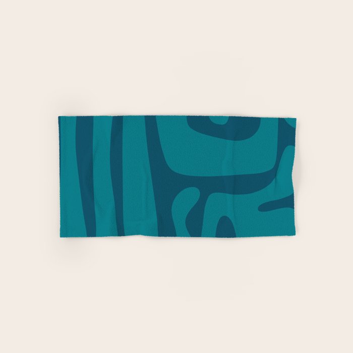 Mid Century Modern Abstract Kwaito Pattern in Teal Blue Tones Bath Towel Gallery Image 1