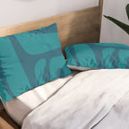 Mid Century Modern Abstract Kwaito Pattern in Teal Blue Tones Pillow Sham Gallery Image 2
