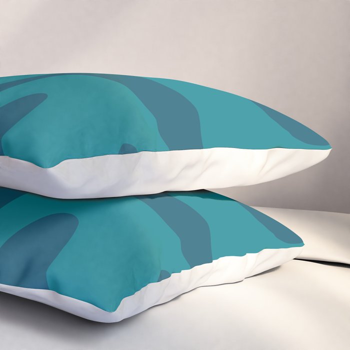 Mid Century Modern Abstract Kwaito Pattern in Teal Blue Tones Pillow Sham Gallery Image 3