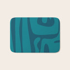 Mid Century Modern Abstract Kwaito Pattern in Teal Blue Tones Bath Mat Gallery Image 1