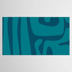 Mid Century Modern Abstract Kwaito Pattern in Teal Blue Tones Tablecloth Gallery Image 2