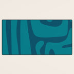 Mid Century Modern Abstract Kwaito Pattern in Teal Blue Tones Desk Mat Gallery Image 3