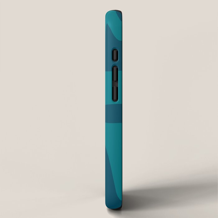 Mid Century Modern Abstract Kwaito Pattern in Teal Blue Tones iPhone Case Gallery Image 2