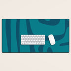 Mid Century Modern Abstract Kwaito Pattern in Teal Blue Tones Desk Mat Gallery Image 1
