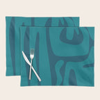 Mid Century Modern Abstract Kwaito Pattern in Teal Blue Tones Placemat Gallery Image 1
