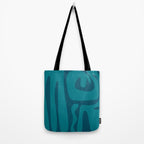 Mid Century Modern Abstract Kwaito Pattern in Teal Blue Tones Tote Bag Gallery Image 2