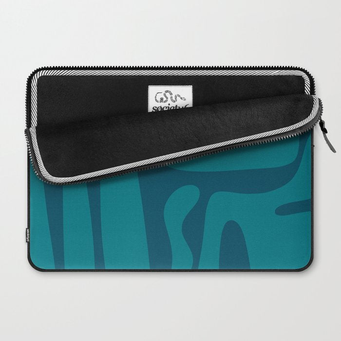 Mid Century Modern Abstract Kwaito Pattern in Teal Blue Tones Laptop Sleeve Gallery Image 2