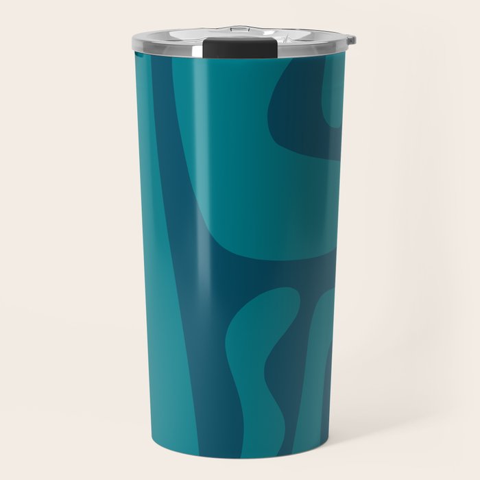 Mid Century Modern Abstract Kwaito Pattern in Teal Blue Tones Travel Mug Gallery Image 1
