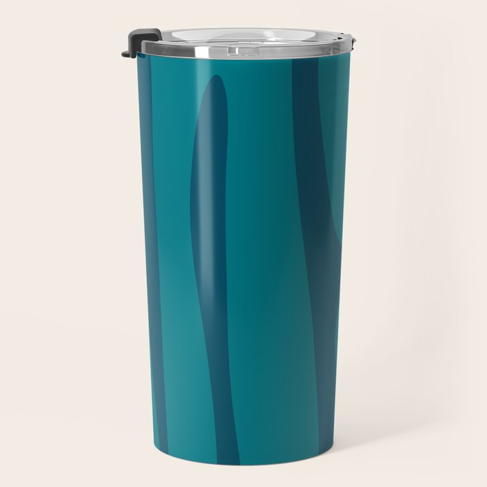Mid Century Modern Abstract Kwaito Pattern in Teal Blue Tones Travel Mug Gallery Image 3