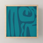 Mid Century Modern Abstract Kwaito Pattern in Teal Blue Tones Mini Art Print Gallery Image 1