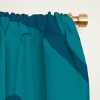 Mid Century Modern Abstract Kwaito Pattern in Teal Blue Tones Window Curtain Gallery Image 2
