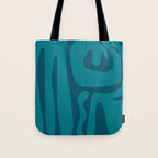 Mid Century Modern Abstract Kwaito Pattern in Teal Blue Tones Tote Bag Gallery Image 1