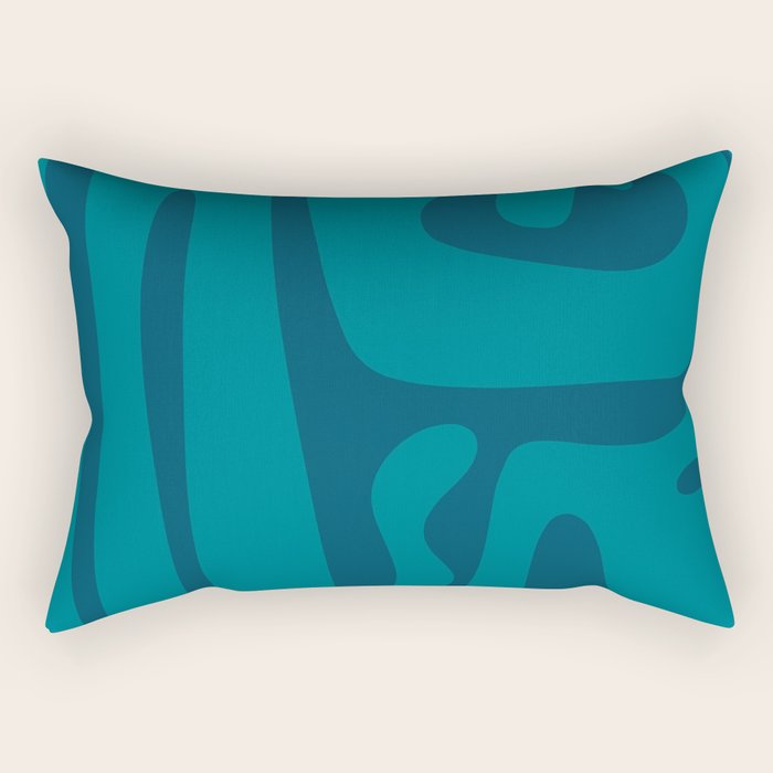 Mid Century Modern Abstract Kwaito Pattern in Teal Blue Tones Rectangular Pillow Gallery Image 1