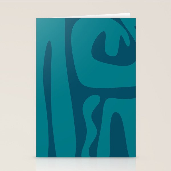 Mid Century Modern Abstract Kwaito Pattern in Teal Blue Tones Stationery Card Gallery Image 2