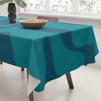 Mid Century Modern Abstract Kwaito Pattern in Teal Blue Tones Tablecloth Gallery Image 3