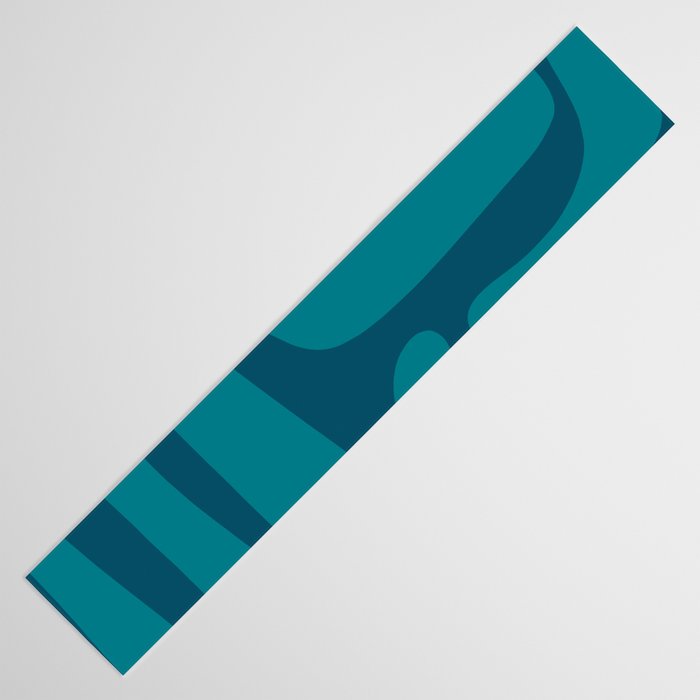 Mid Century Modern Abstract Kwaito Pattern in Teal Blue Tones Table Runner Gallery Image 3