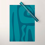 Mid Century Modern Abstract Kwaito Pattern in Teal Blue Tones Wrapping Paper Gallery Image 1