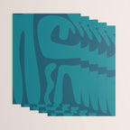 Mid Century Modern Abstract Kwaito Pattern in Teal Blue Tones Wrapping Paper Gallery Image 3