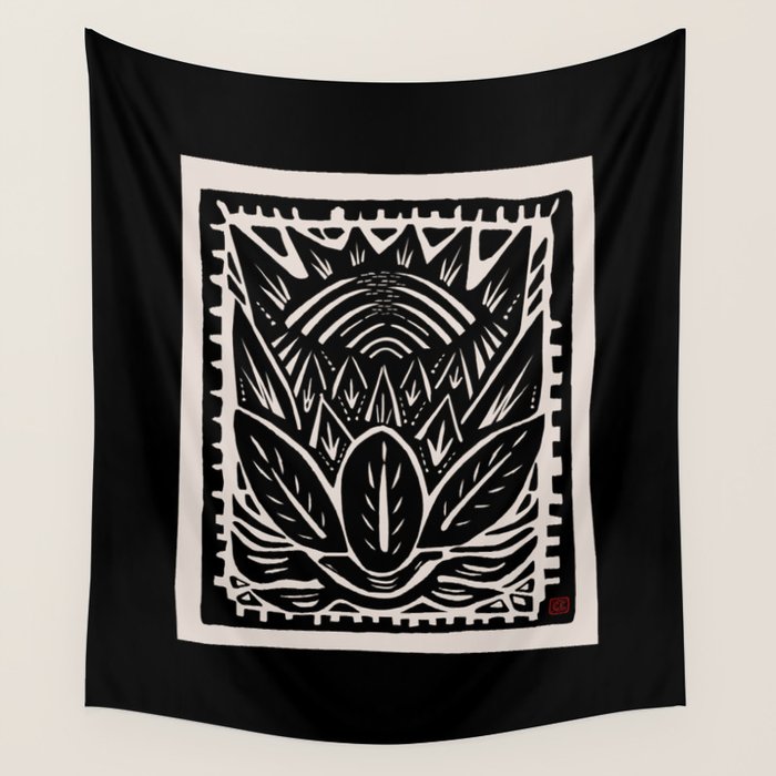 Woodcut Cactus Wall Tapestry Gallery Image 4