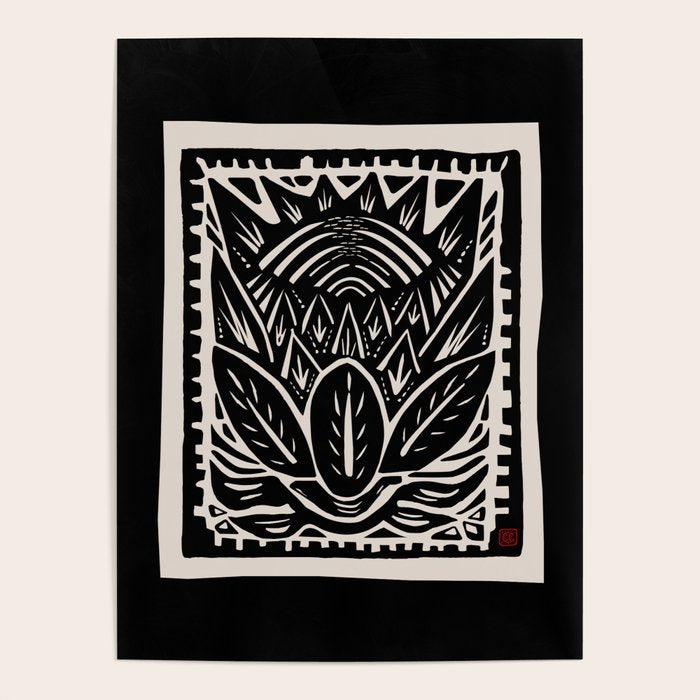 Woodcut Cactus Poster Gallery Image 1