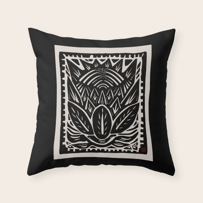 Woodcut Cactus Throw Pillow Gallery Image 6