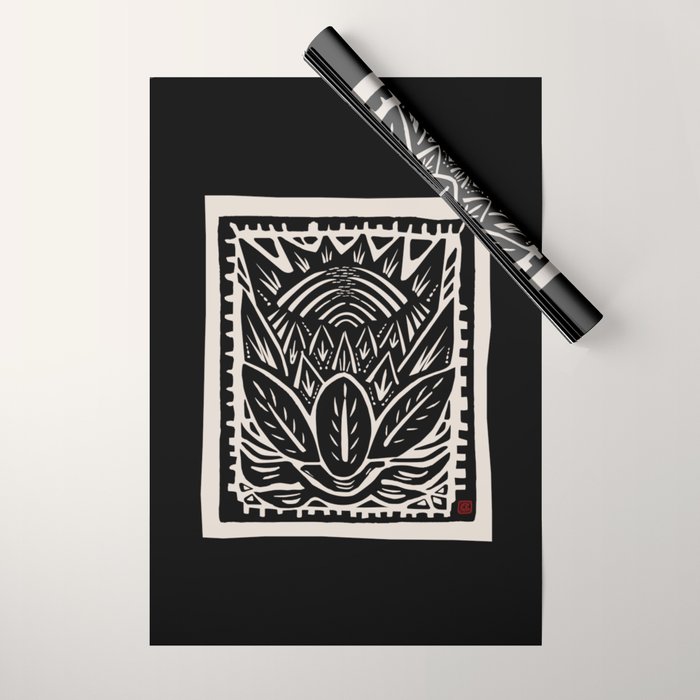 Woodcut Cactus Wrapping Paper Gallery Image 1