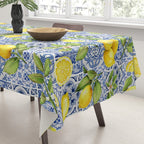 Portuguese Vintage Summer  Blue Tiles And Lemons Tablecloth Gallery Image 3