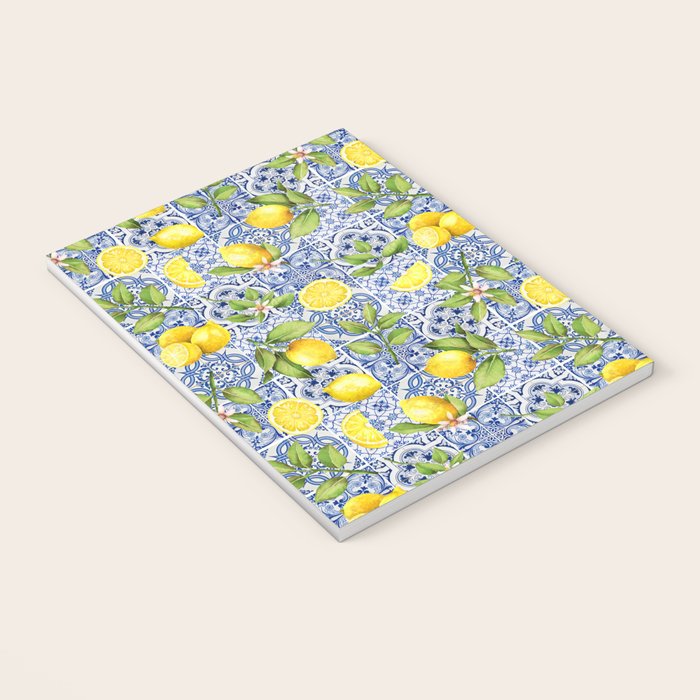 Portuguese Vintage Summer  Blue Tiles And Lemons Notebook Gallery Image 3