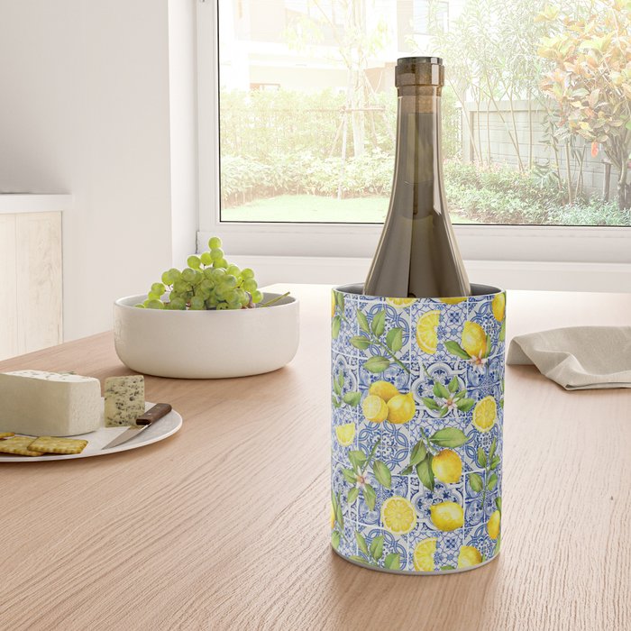 Portuguese Vintage Summer  Blue Tiles And Lemons Wine Chiller Gallery Image 4