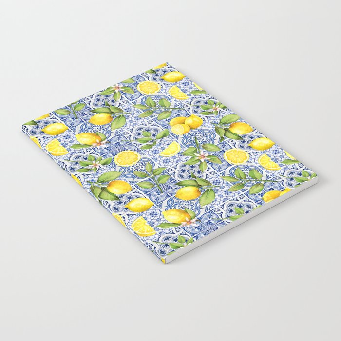 Portuguese Vintage Summer  Blue Tiles And Lemons Notebook Gallery Image 2