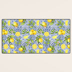 Portuguese Vintage Summer  Blue Tiles And Lemons Desk Mat Gallery Image 3
