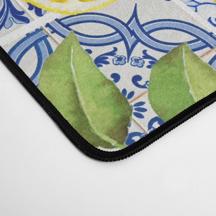 Portuguese Vintage Summer  Blue Tiles And Lemons Desk Mat Gallery Image 4