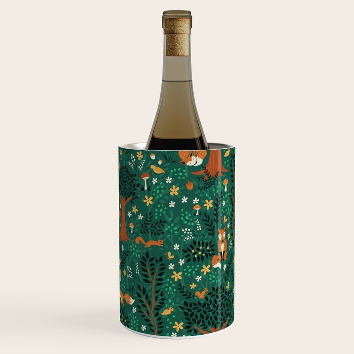 Foxes Playing in the Emerald Forest Wine Chiller Gallery Image 1