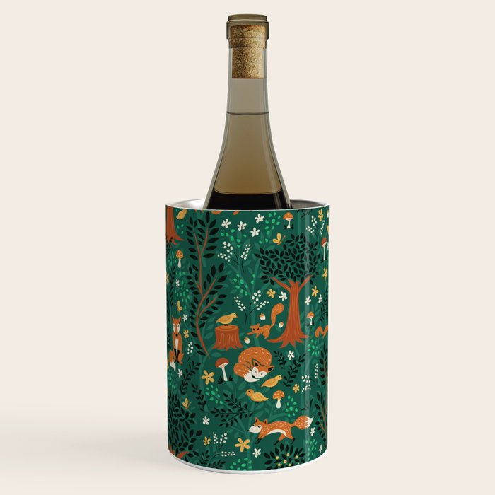 Foxes Playing in the Emerald Forest Wine Chiller Gallery Image 2