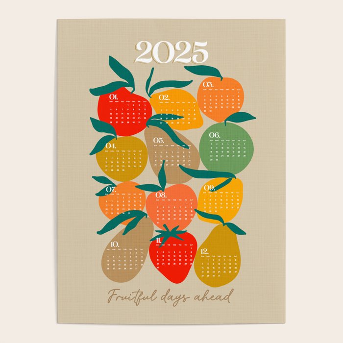 2025 RETRO FRUIT MARKET CALENDAR Poster Gallery Image 4