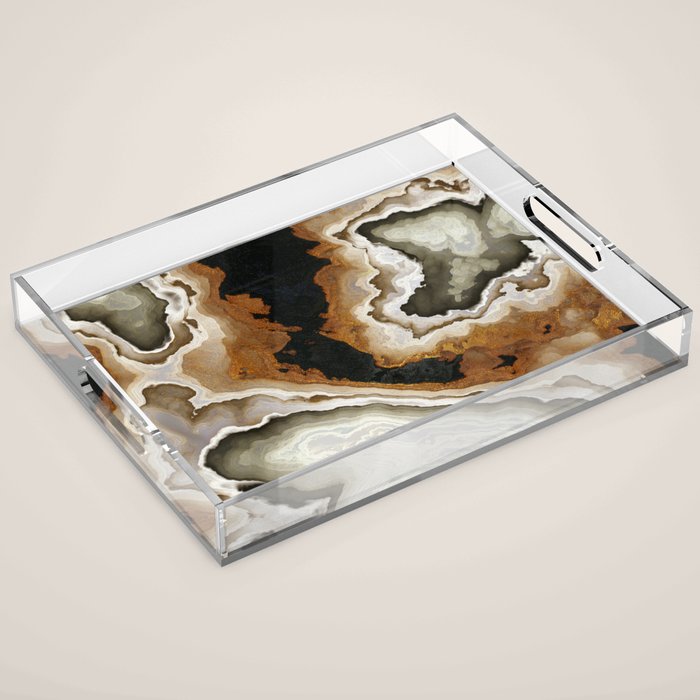Ivory Agate Abstract Acrylic Tray Gallery Image 1