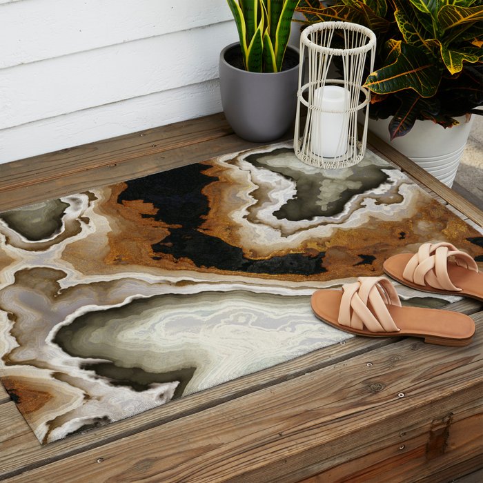 Ivory Agate Abstract Outdoor Rug Gallery Image 2