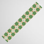 Retro Geometric Plaid Green Camel Table Runner Gallery Image 3