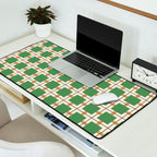Retro Geometric Plaid Green Camel Desk Mat Gallery Image 2