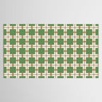 Retro Geometric Plaid Green Camel Tablecloth Gallery Image 2