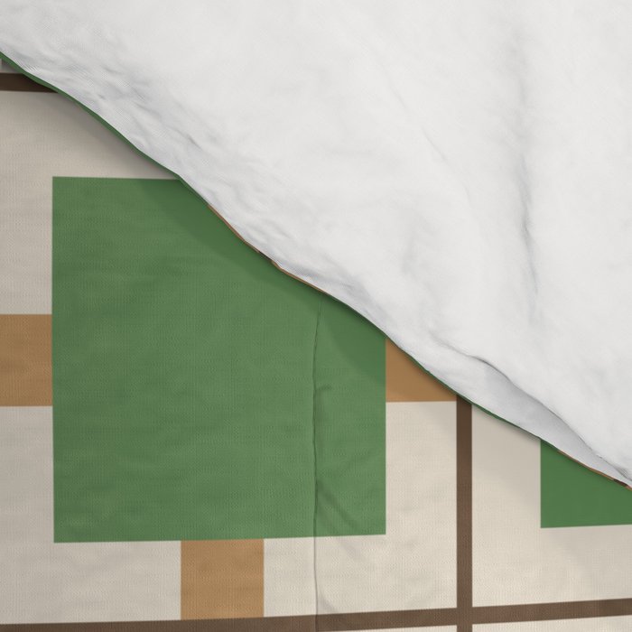 Retro Geometric Plaid Green Camel Comforter Gallery Image 4