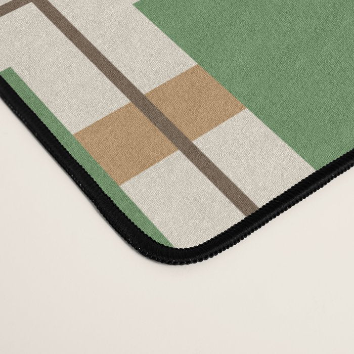 Retro Geometric Plaid Green Camel Desk Mat Gallery Image 4